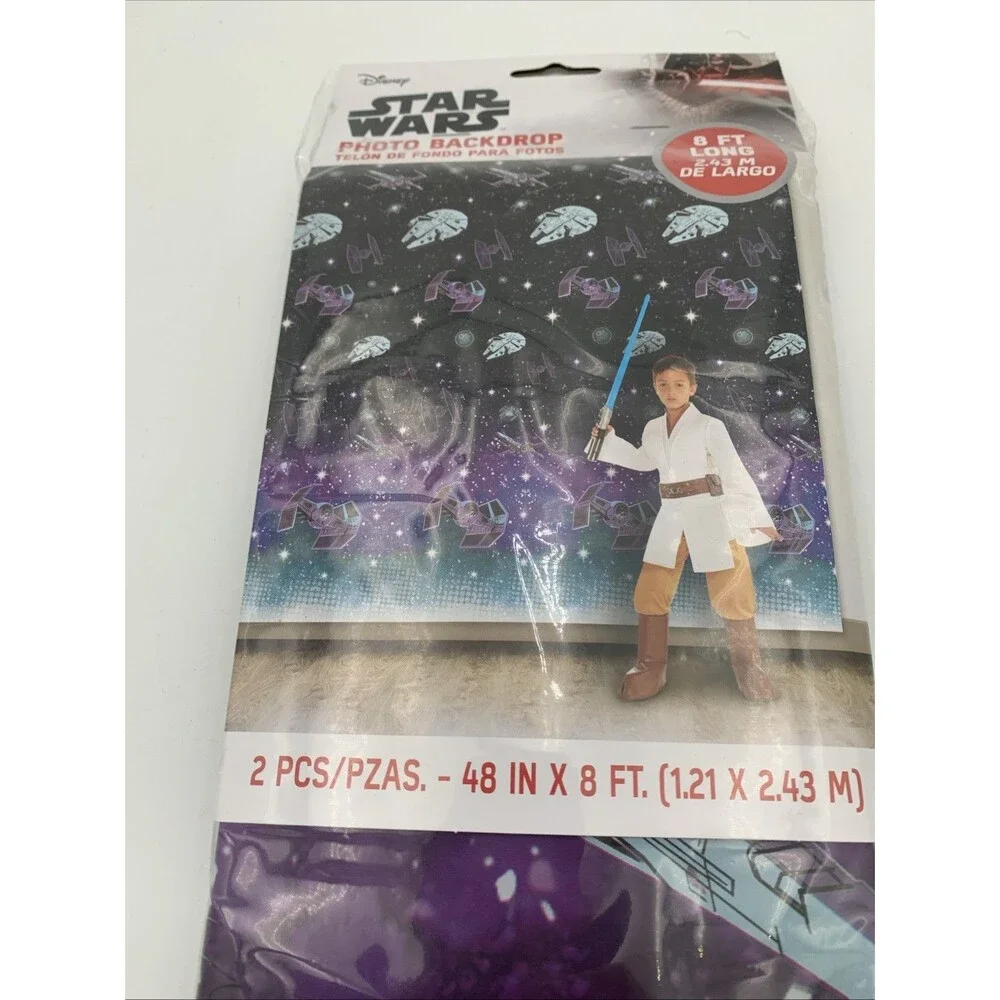 Disney STAR WARS Photo Backdrop 8 FT Long NEW Sealed Package Birthday Party 2pc